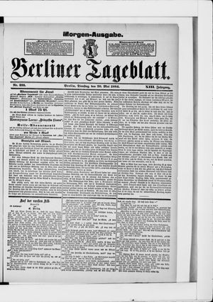 Berliner Tageblatt und Handels-Zeitung on May 20, 1884