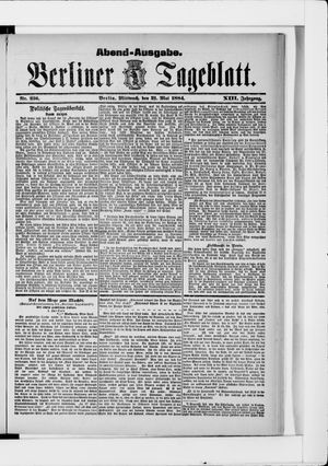 Berliner Tageblatt und Handels-Zeitung on May 21, 1884