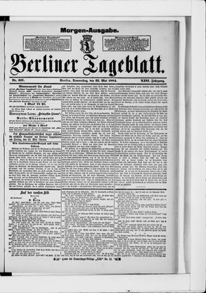 Berliner Tageblatt und Handels-Zeitung on May 22, 1884