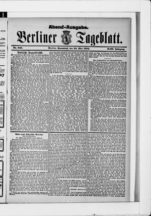 Berliner Tageblatt und Handels-Zeitung on May 24, 1884