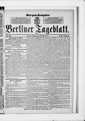 Berliner Tageblatt und Handels-Zeitung on May 25, 1884