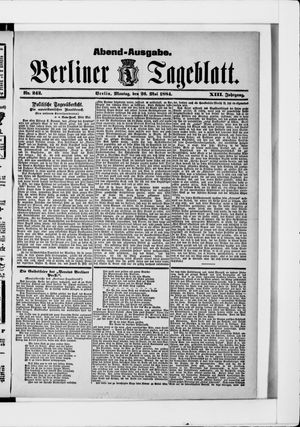 Berliner Tageblatt und Handels-Zeitung on May 26, 1884