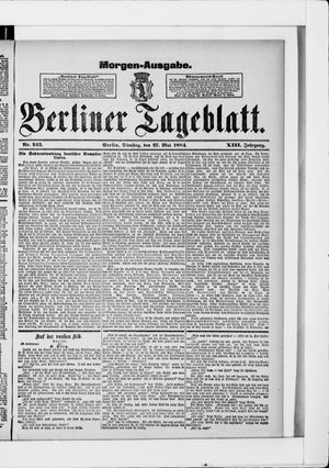Berliner Tageblatt und Handels-Zeitung on May 27, 1884