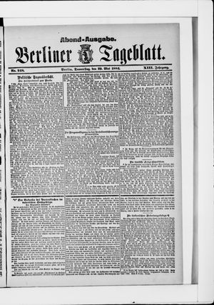Berliner Tageblatt und Handels-Zeitung on May 29, 1884