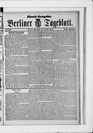 Berliner Tageblatt und Handels-Zeitung on May 31, 1884
