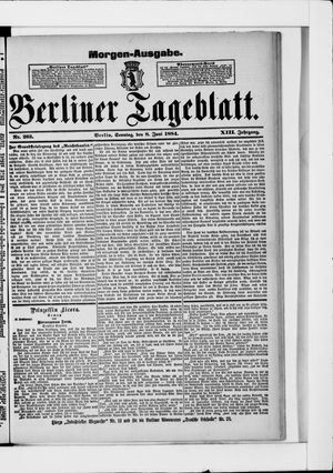 Berliner Tageblatt und Handels-Zeitung vom 08.06.1884