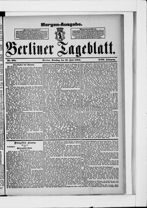 Berliner Tageblatt und Handels-Zeitung on Jun 10, 1884