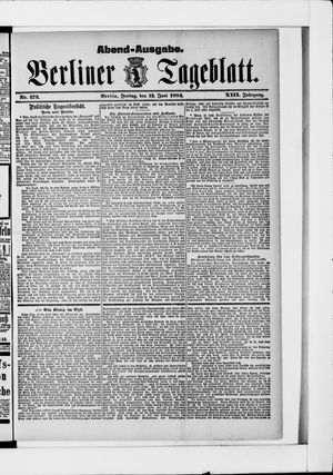 Berliner Tageblatt und Handels-Zeitung vom 13.06.1884
