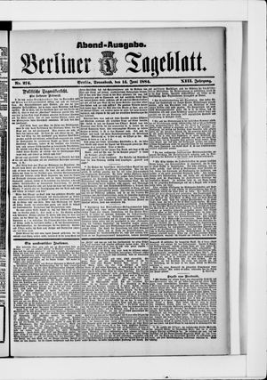 Berliner Tageblatt und Handels-Zeitung vom 14.06.1884