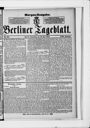 Berliner Tageblatt und Handels-Zeitung on Jun 19, 1884