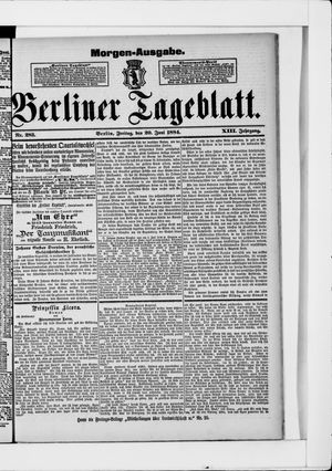 Berliner Tageblatt und Handels-Zeitung vom 20.06.1884