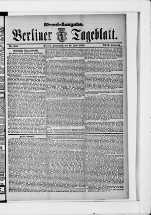 Berliner Tageblatt und Handels-Zeitung vom 21.06.1884