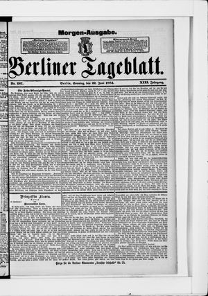 Berliner Tageblatt und Handels-Zeitung vom 22.06.1884