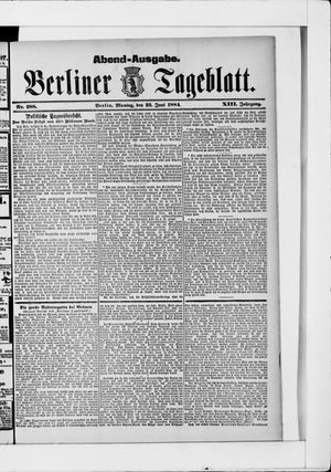 Berliner Tageblatt und Handels-Zeitung vom 23.06.1884