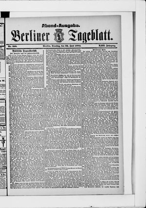 Berliner Tageblatt und Handels-Zeitung vom 24.06.1884