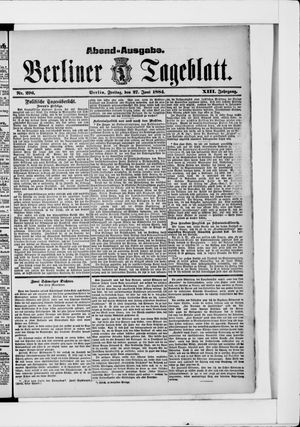 Berliner Tageblatt und Handels-Zeitung vom 27.06.1884