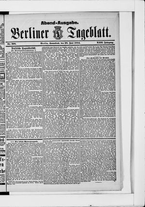 Berliner Tageblatt und Handels-Zeitung vom 28.06.1884