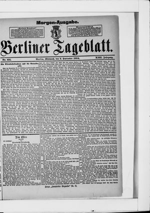 Berliner Tageblatt und Handels-Zeitung vom 03.09.1884