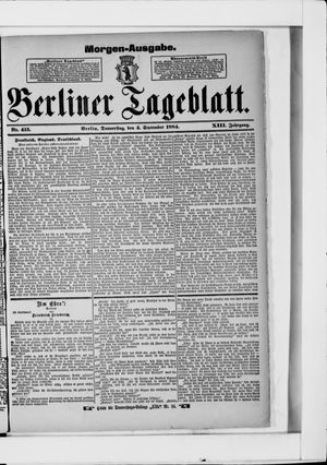 Berliner Tageblatt und Handels-Zeitung vom 04.09.1884