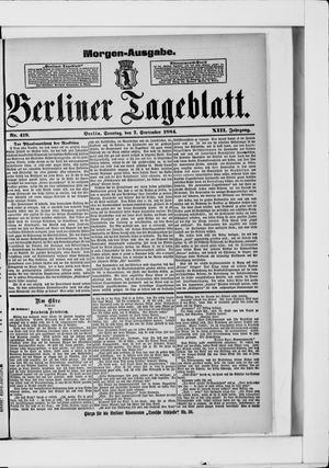 Berliner Tageblatt und Handels-Zeitung vom 07.09.1884
