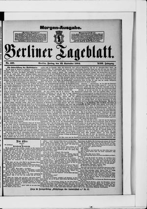 Berliner Tageblatt und Handels-Zeitung vom 12.09.1884