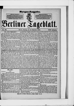 Berliner Tageblatt und Handels-Zeitung vom 14.09.1884