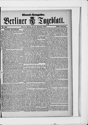 Berliner Tageblatt und Handels-Zeitung vom 15.09.1884