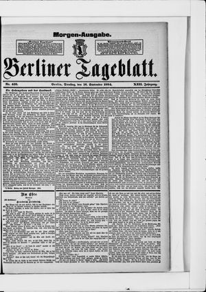 Berliner Tageblatt und Handels-Zeitung vom 16.09.1884