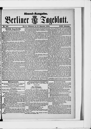 Berliner Tageblatt und Handels-Zeitung vom 17.09.1884