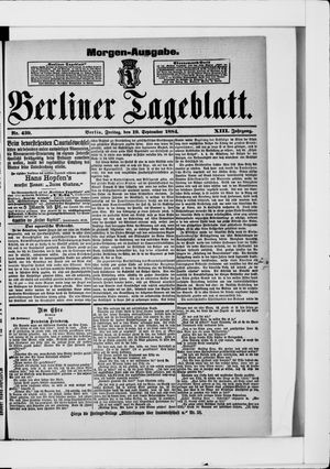 Berliner Tageblatt und Handels-Zeitung vom 19.09.1884
