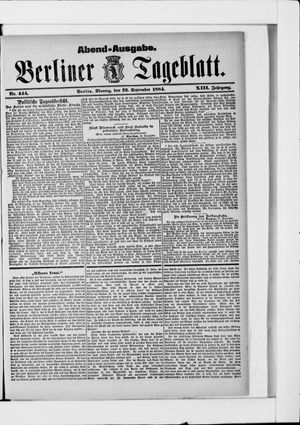 Berliner Tageblatt und Handels-Zeitung vom 22.09.1884