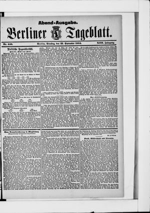 Berliner Tageblatt und Handels-Zeitung vom 23.09.1884
