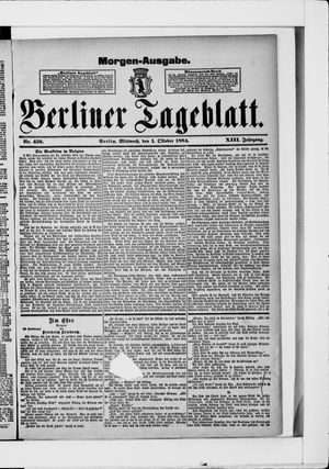 Berliner Tageblatt und Handels-Zeitung vom 01.10.1884