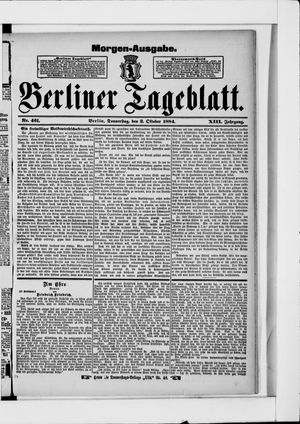 Berliner Tageblatt und Handels-Zeitung on Oct 2, 1884