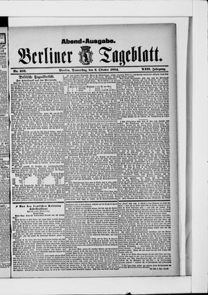 Berliner Tageblatt und Handels-Zeitung on Oct 2, 1884