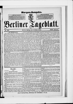 Berliner Tageblatt und Handels-Zeitung vom 03.10.1884