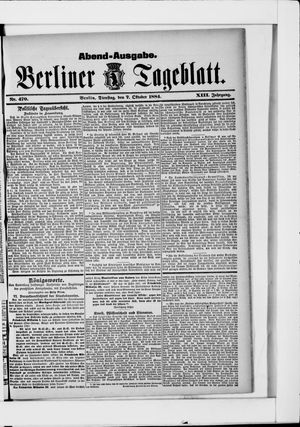 Berliner Tageblatt und Handels-Zeitung vom 07.10.1884