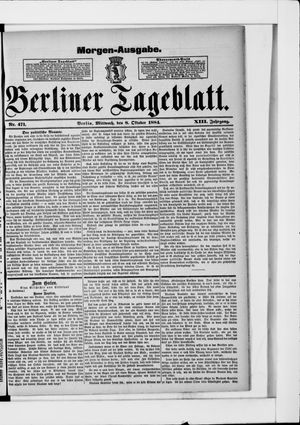 Berliner Tageblatt und Handels-Zeitung vom 08.10.1884