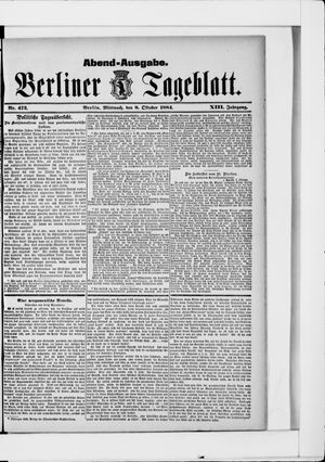 Berliner Tageblatt und Handels-Zeitung vom 08.10.1884