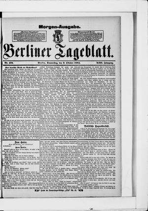 Berliner Tageblatt und Handels-Zeitung vom 09.10.1884