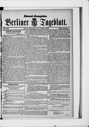 Berliner Tageblatt und Handels-Zeitung vom 09.10.1884