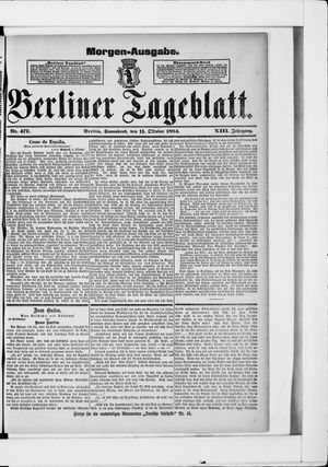 Berliner Tageblatt und Handels-Zeitung vom 11.10.1884