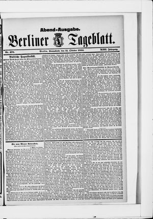 Berliner Tageblatt und Handels-Zeitung vom 11.10.1884