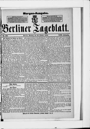 Berliner Tageblatt und Handels-Zeitung on Oct 12, 1884