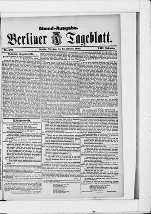 Berliner Tageblatt und Handels-Zeitung vom 14.10.1884