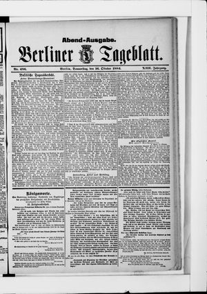 Berliner Tageblatt und Handels-Zeitung vom 16.10.1884