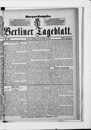 Berliner Tageblatt und Handels-Zeitung vom 17.10.1884