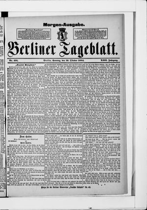 Berliner Tageblatt und Handels-Zeitung vom 19.10.1884