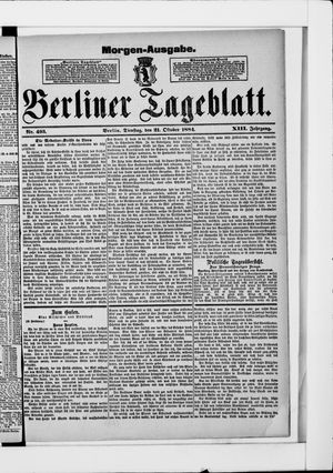 Berliner Tageblatt und Handels-Zeitung vom 21.10.1884