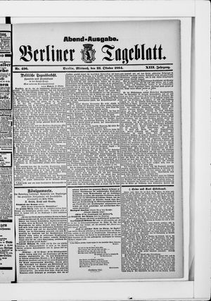 Berliner Tageblatt und Handels-Zeitung vom 22.10.1884